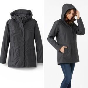 L.L. Bean H2OFF Black Hooded Rain Jacket Women’s XL